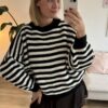 Pullover Stripe love schwarz-weiß 1