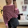 Pullover Stripe rosa-beere 1