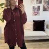 Musselinbluse lang bordeaux