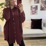 Musselinbluse lang bordeaux