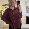 Musselinbluse kurz bordeaux