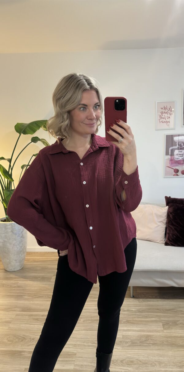 Musselinbluse kurz bordeaux