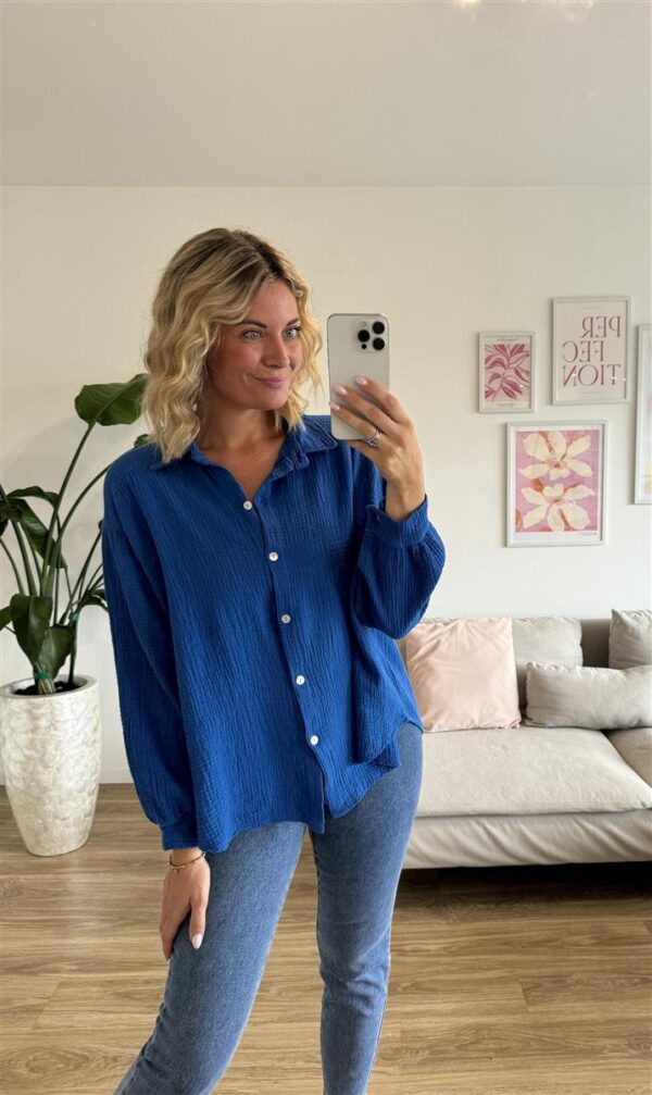 Musselinbluse kurz royal blau
