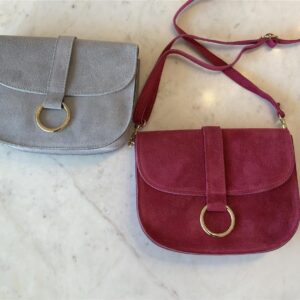Tasche Wildleder grau und pink