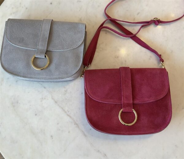 Tasche Wildleder grau und pink