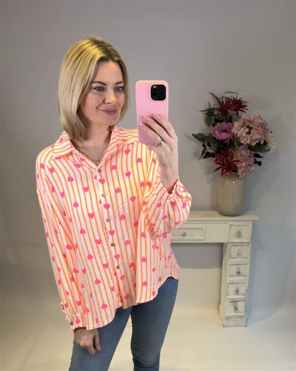 Musselinbluse Heart pink