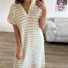 Strickkleid streifen beige