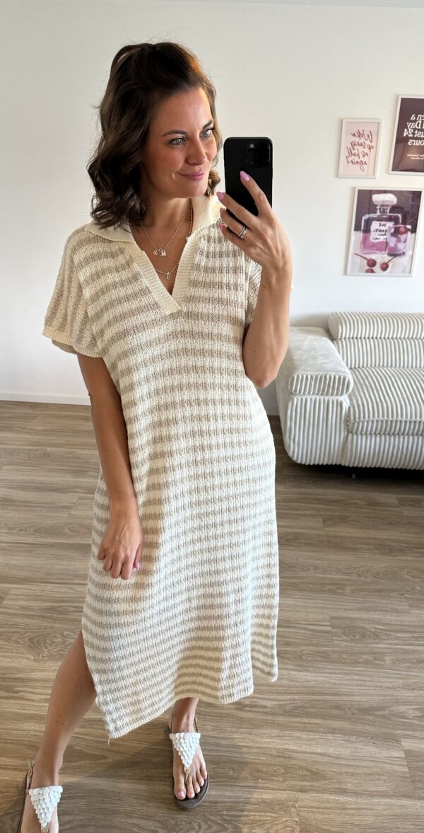 Strickkleid streifen beige