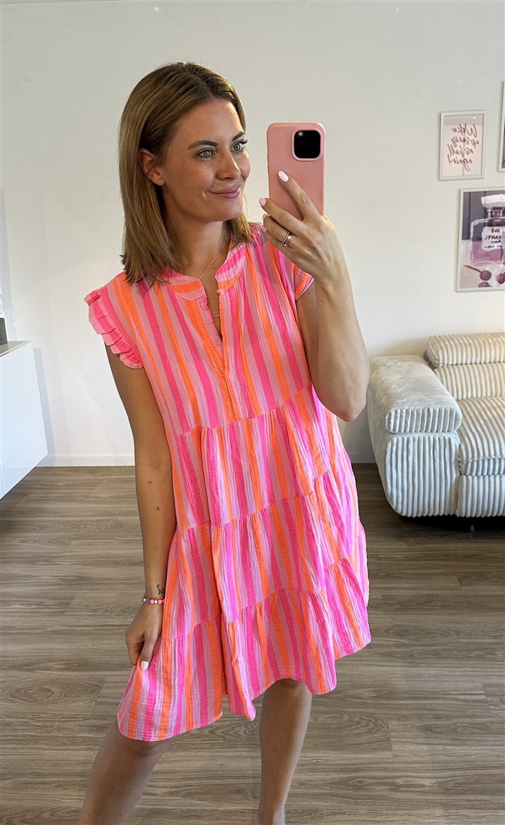 Musselinhängerchen Streifen pink 1