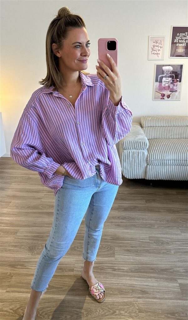Musselinbluse Streifen blau