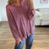 Musselinbluse Streifen rosa/bordeaux