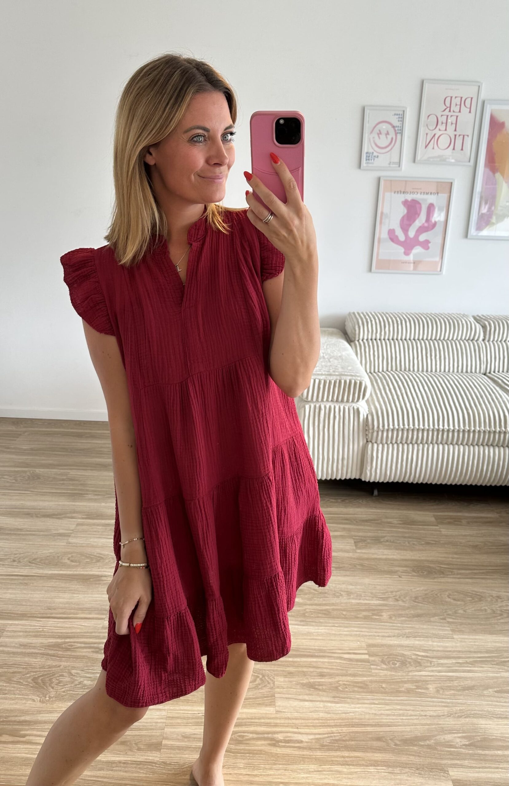 Musselinhängerchen uni weinrot