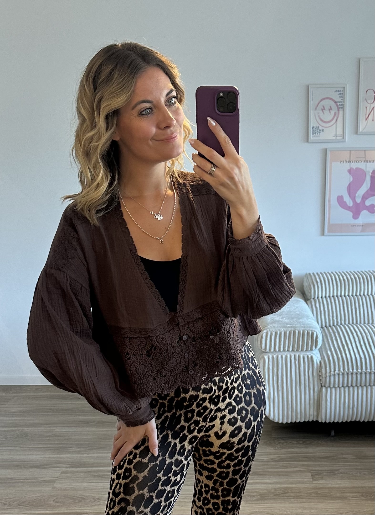 Musselinbluse Boho braun 1