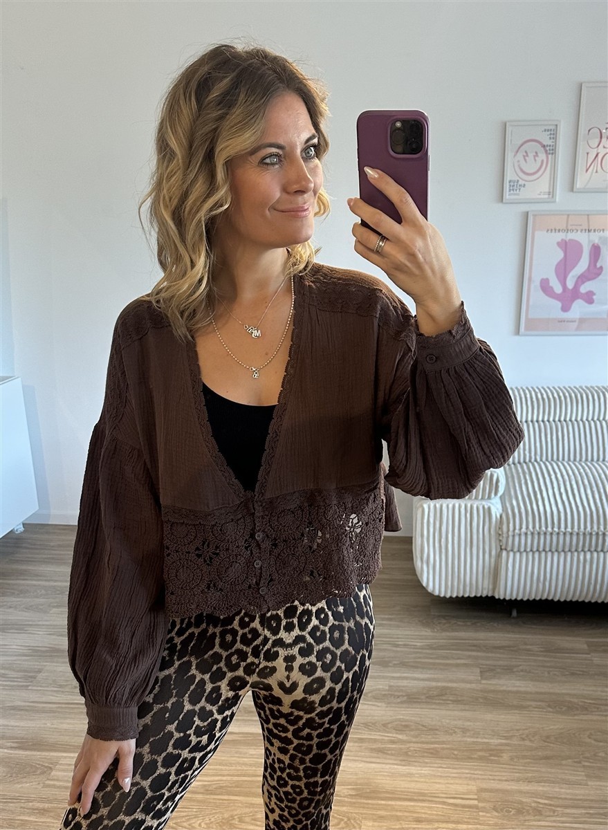 Musselinbluse Boho braun 2