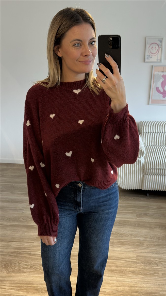 Pulli Herzchen bordeaux 1