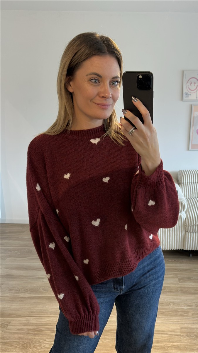 Pulli Herzchen bordeaux 2