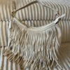 Wildledetasche fransen beige 1