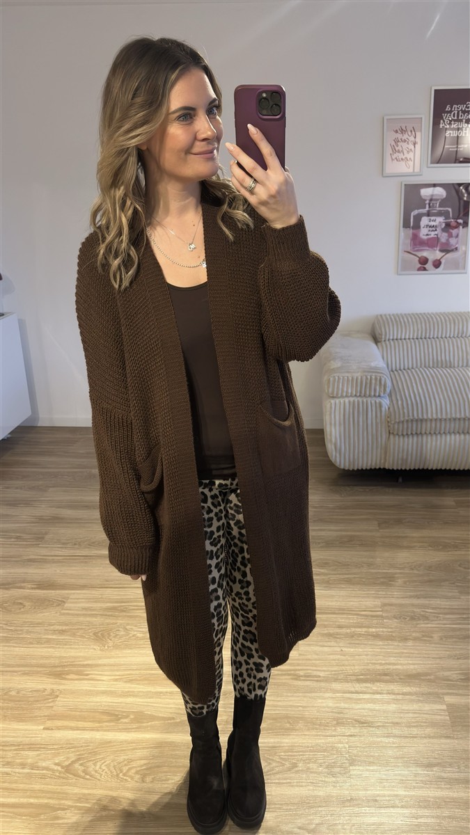 Cardigan long braun