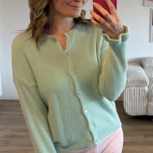 Strickjacke Rüsche grün