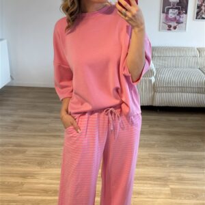 Sweatpant streifen rosa 1