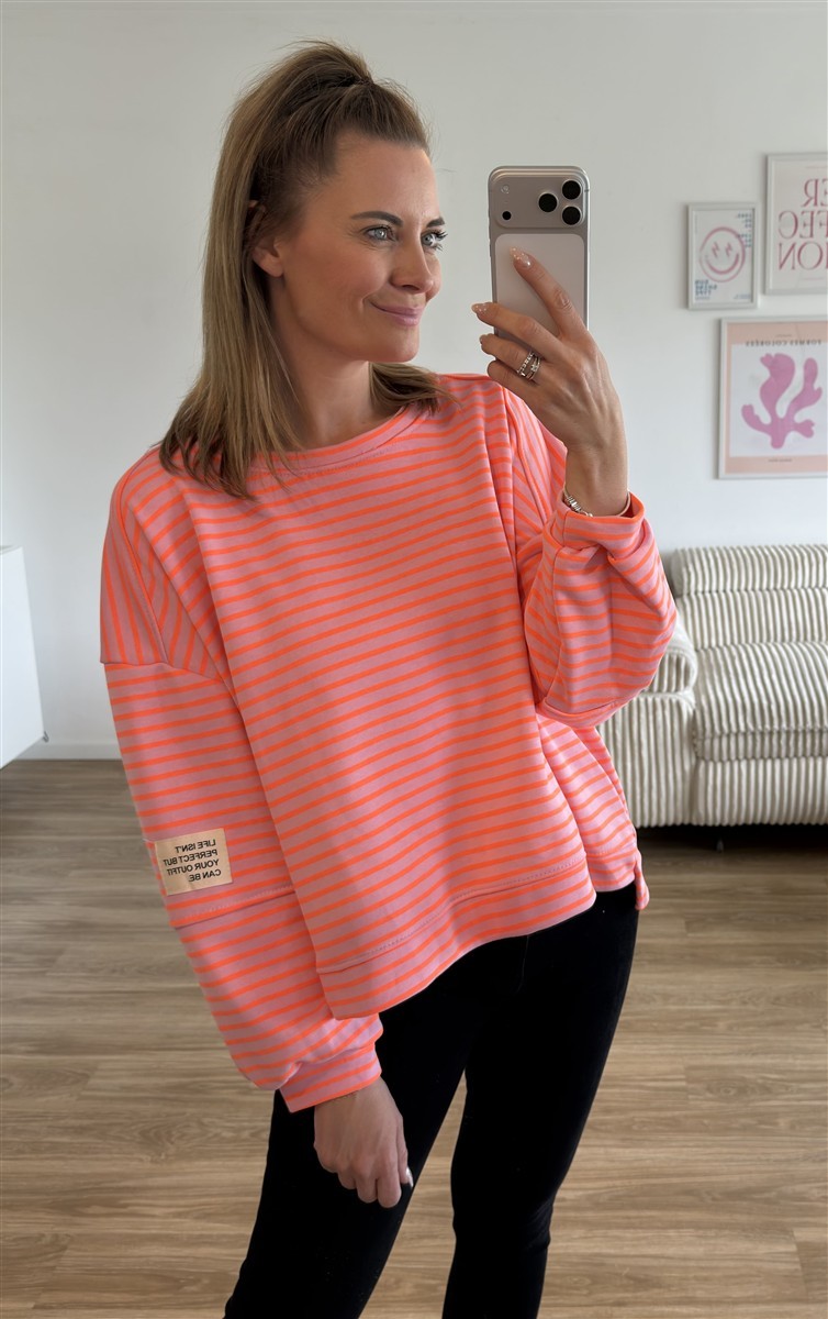 Streifen Sweater orange